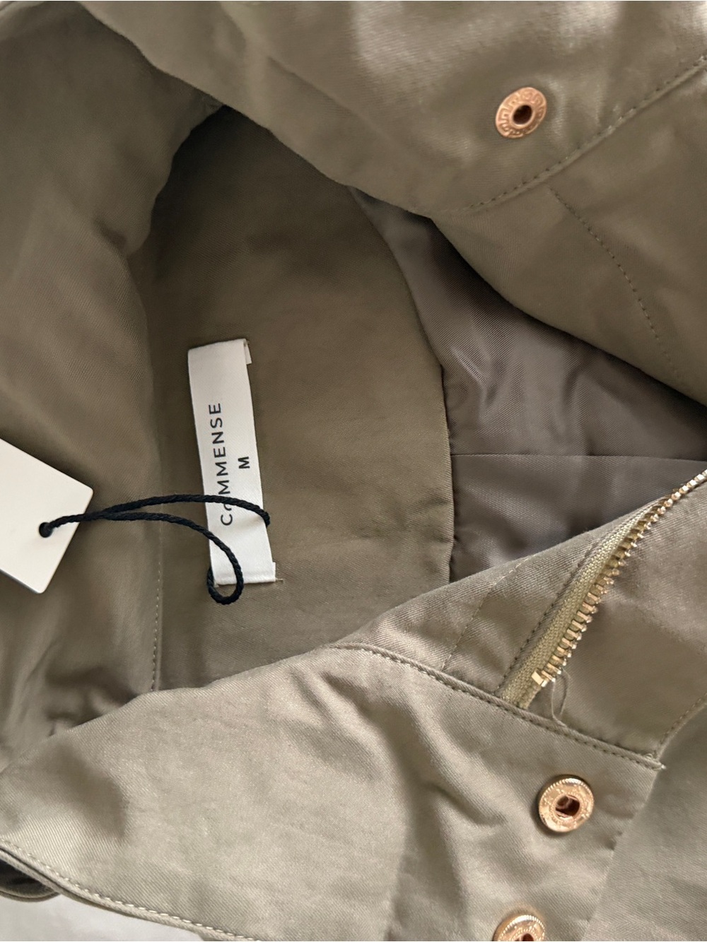Commense Olive Belted Collar Cotton Blend Cropped Jacket Medium NWT - Picture 4 of 9
